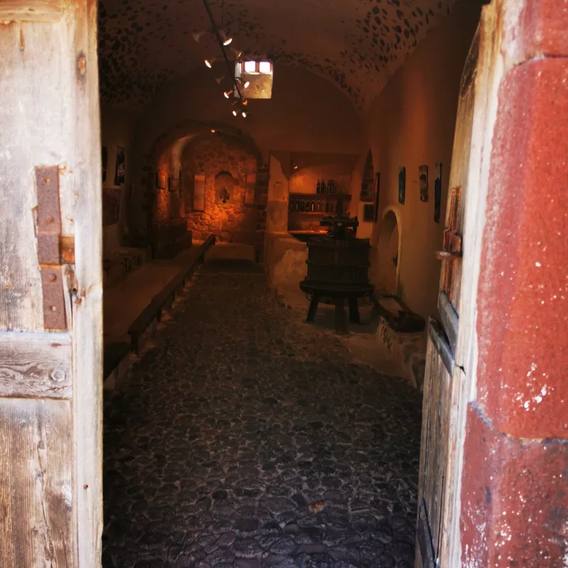 The covered Akrotiri excavations, the Bronze Age town of Santorini